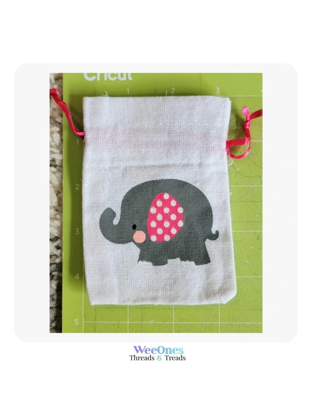 Set of 12 Elephant Drawstring Baby Shower Favor Bags Pink & White Fabric NwoT